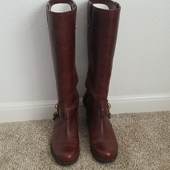 Vince Camuto Brown Leather Riding Tall Boots - Picture 3 of 8
